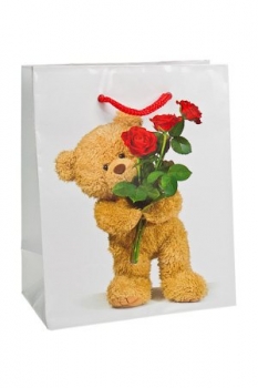 Geschenktasche "Teddybär mit Blumen"  klein